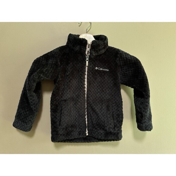 Columbia Fire Side Sherpa Full Zip Fleece Jacket Youth Toddler Girls 4T Black - Picture 1 of 9